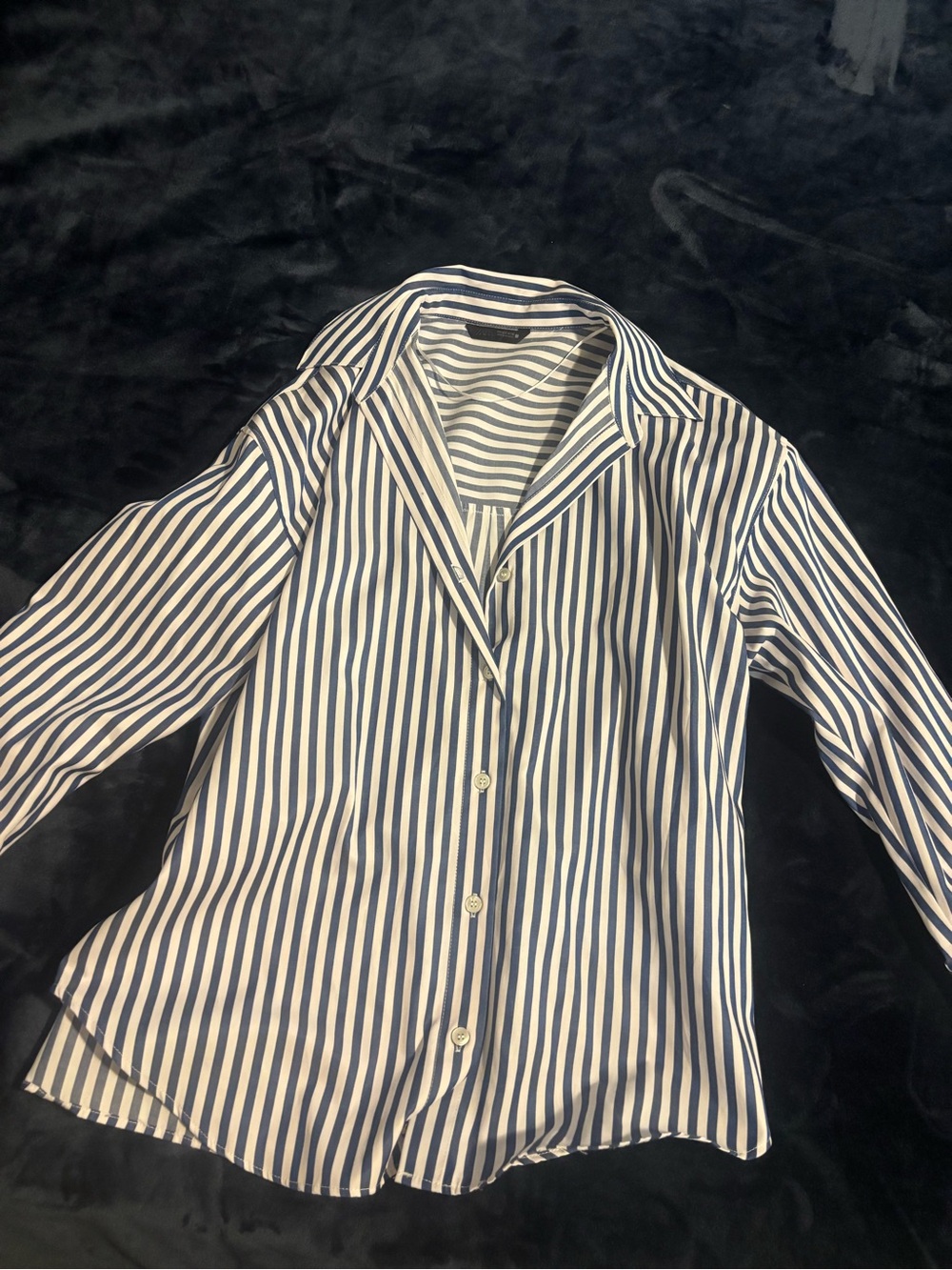 Zara Navy and White Striped Blazer-Style Jacket